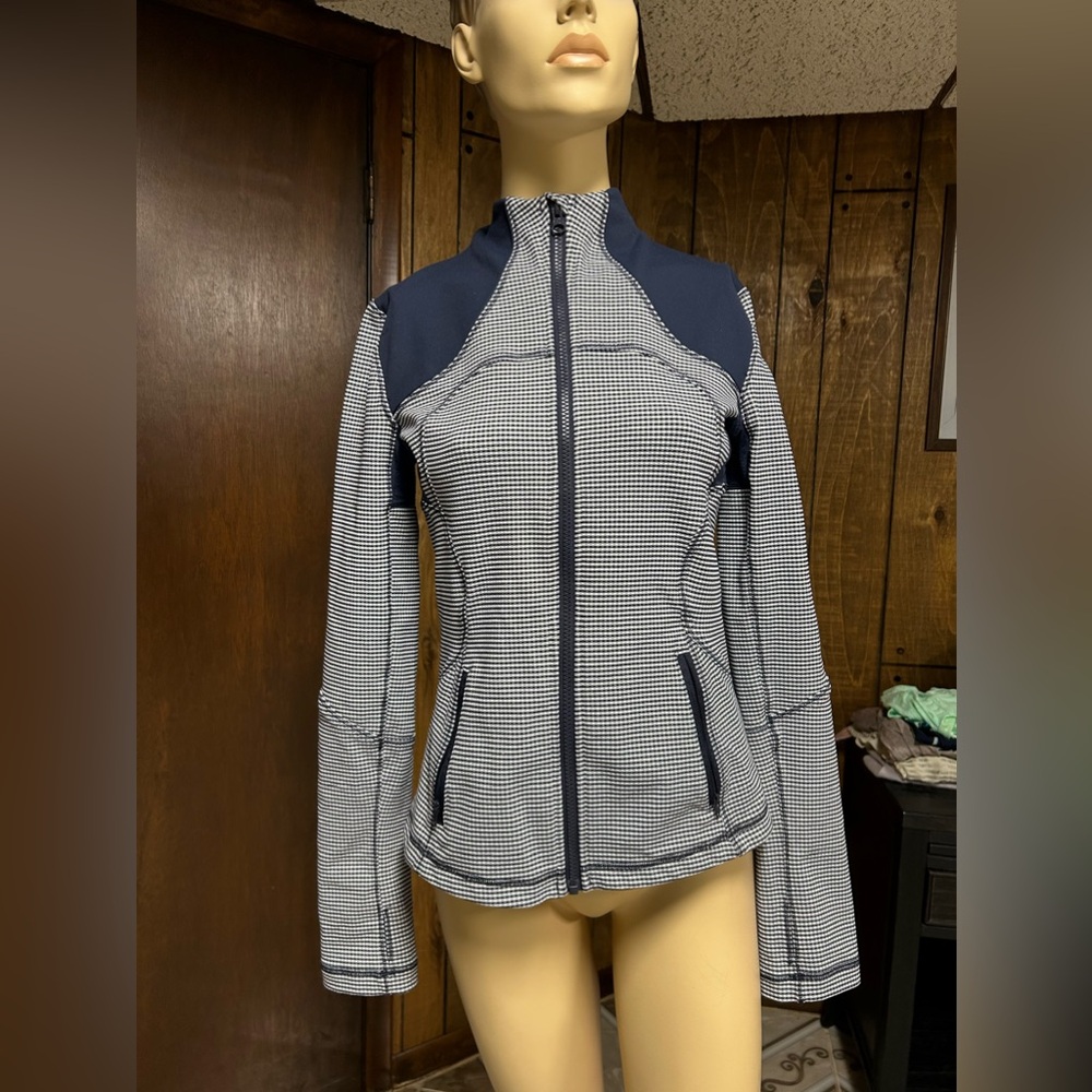 Women's Navy and White Checkered Jacket
